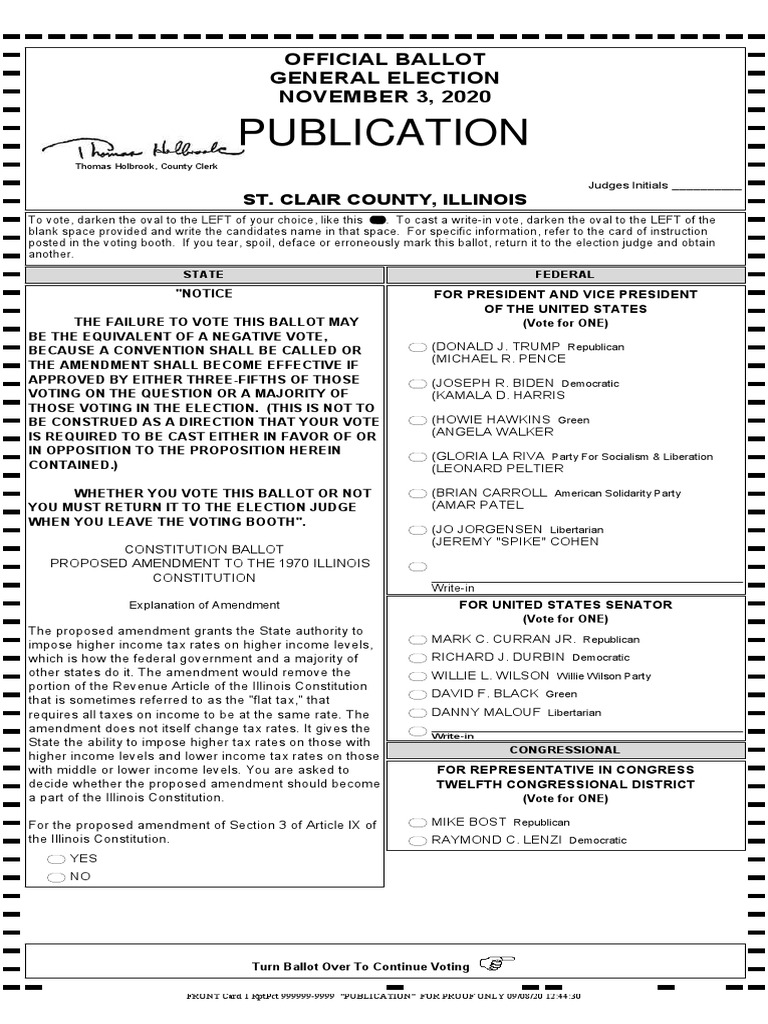 St. Clair County Sample Ballot PDF Voting United States House Of
