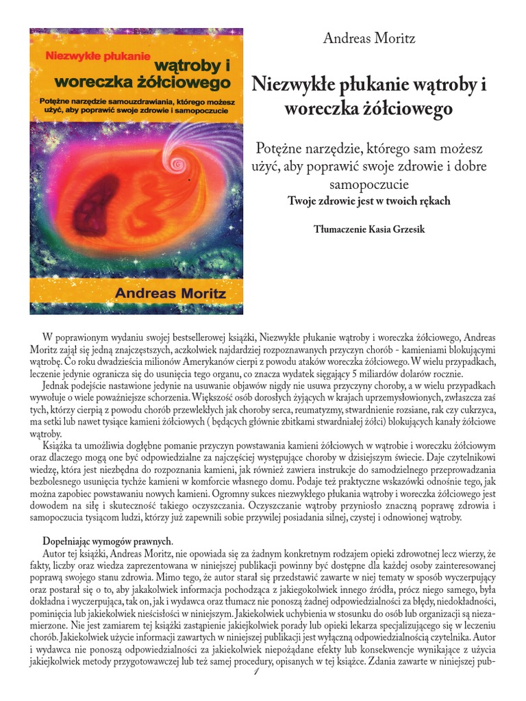 Andreas Moritz Oczyszczanie Wątroby I Woreczka żółciowego Pdf