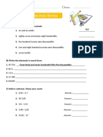 Decimals Review: A) Write The Word Form in Decimals: 6.6