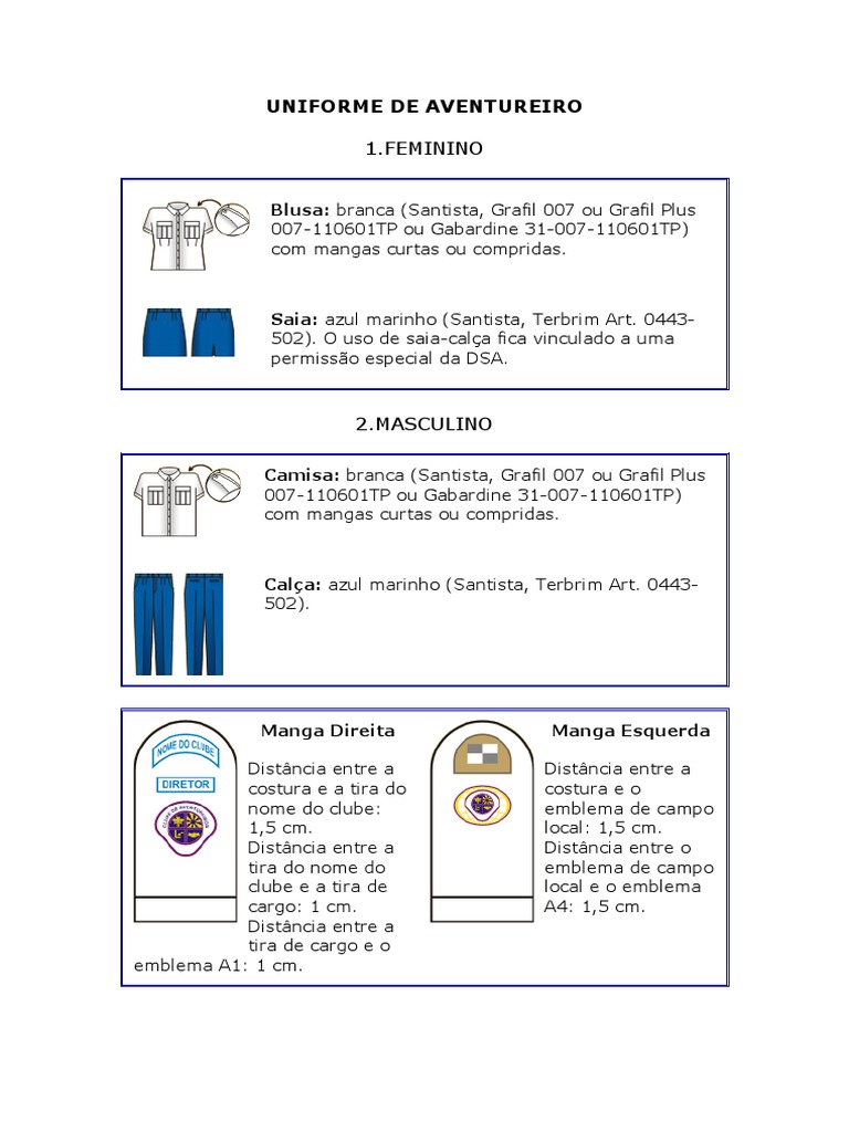 Uniforme de Aventureiro | PDF