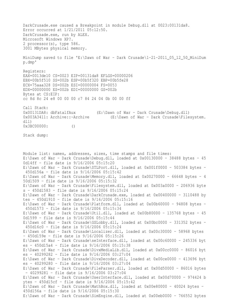 1-21-2011 05 12 50 ErrorLog | PDF | Microsoft Software | Areas Of ...