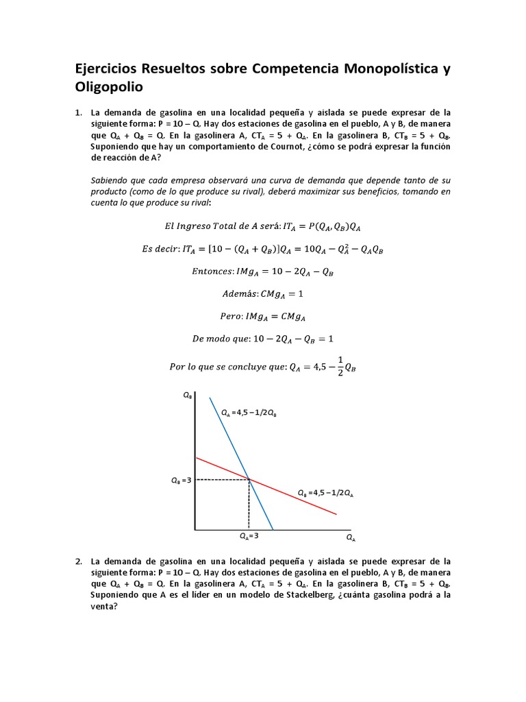 T05-12. Ejercicios Resueltos Sobre Competencia Monopolística y Oligopolio |  PDF | Oligopolio | Estación de servicio