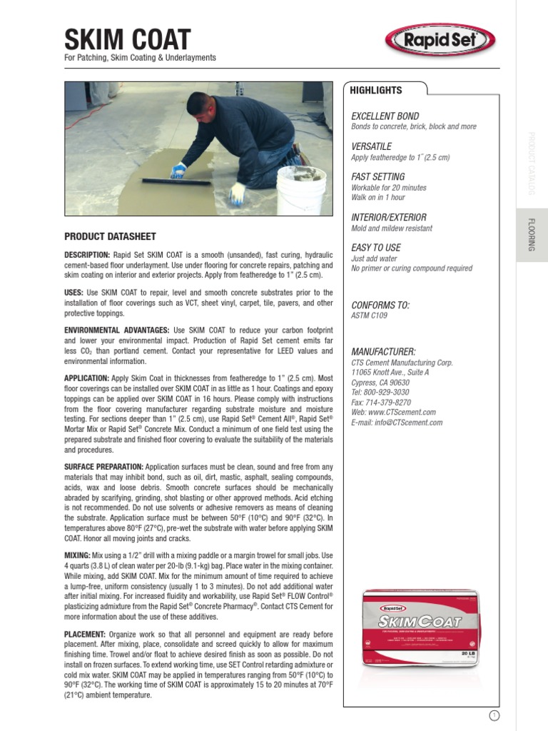 SKIM COAT Datasheet DS 018 EN PDF Flooring Concrete