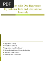 Regression With One Regressor-Hypothesis Tests and Confidence Intervals