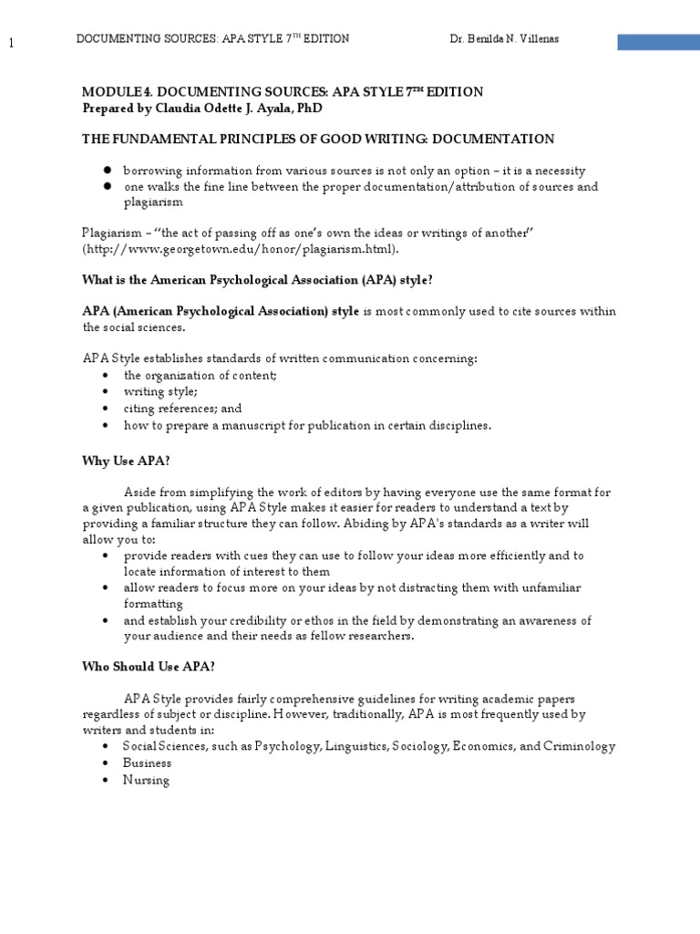 APA 7th Edition Documentation Guide | PDF | Apa Style | Citation