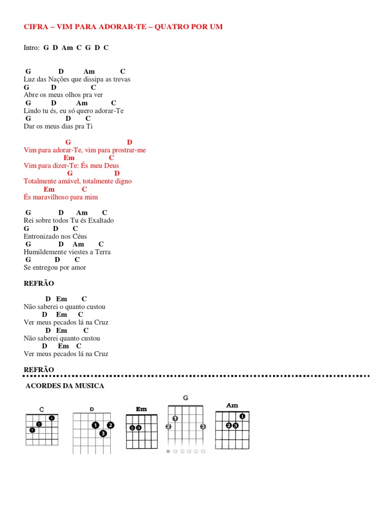 Cifra Vim para AdorarTe PDF