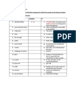 Mona and John vocabulary list