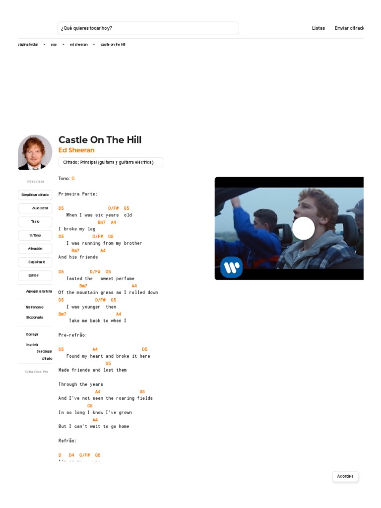 Castle On The Hill Ed Sheeran Cifra Club Songs Written