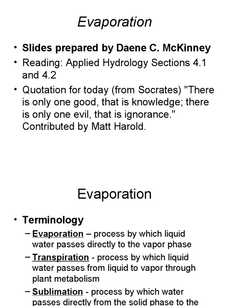 Evaporation PDF Evapotranspiration Evaporation