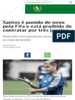 Santos É Punido de Novo Pela Fifa e Está Proibido de Contratar Por Três Janelas