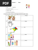 English Worksheet - 3 Standard - I Name: I. Fill in The Blanks