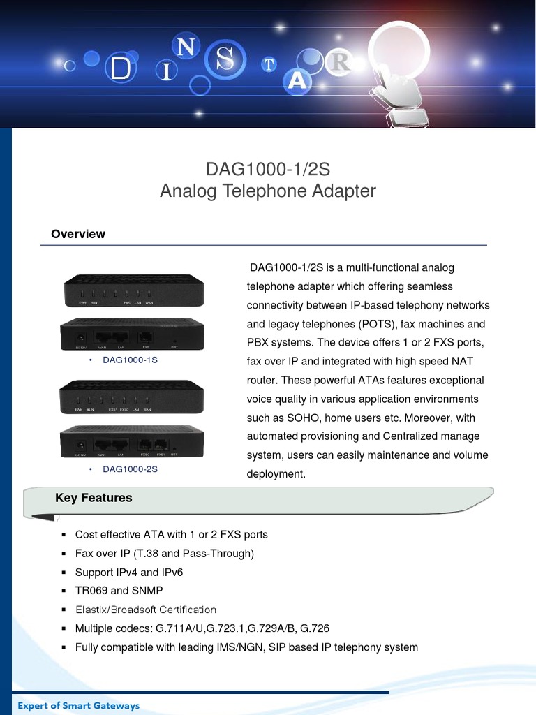 DAG1000 Analog Telephone Adapter Features | PDF | Session Initiation ...