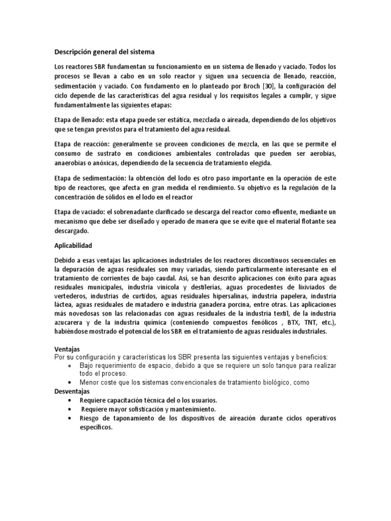 Reactor Discontinuo Secuencial PDF Aguas residuales Química