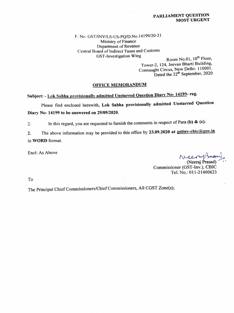 Lok Sabha Unstarred Question Diary 14199 | PDF