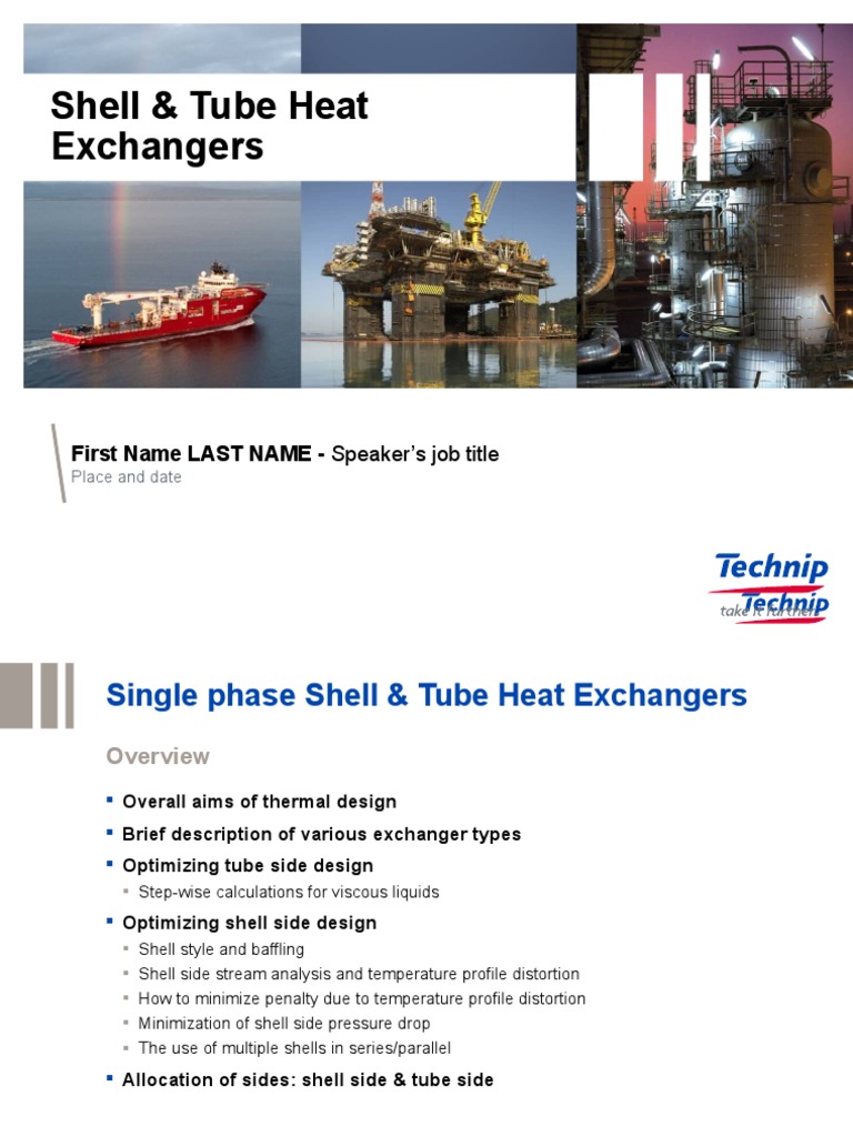 Shell & Tube Heat Exchangers First Name LAST NAME Speaker's Job Title PDF Heat Exchanger