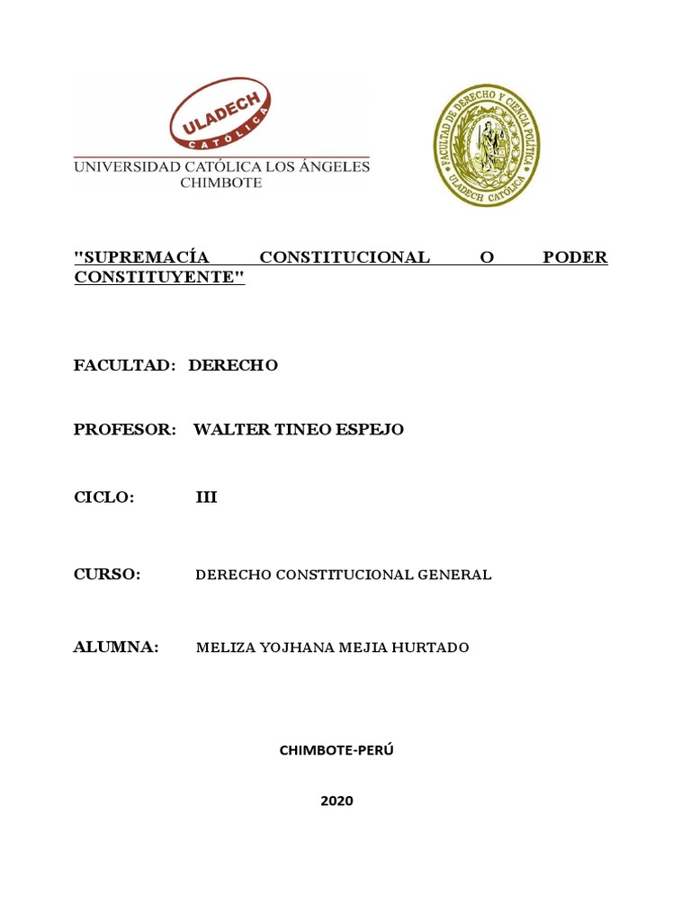 Poder Constituyente y Supremacía Constitucional | PDF | Constitución ...
