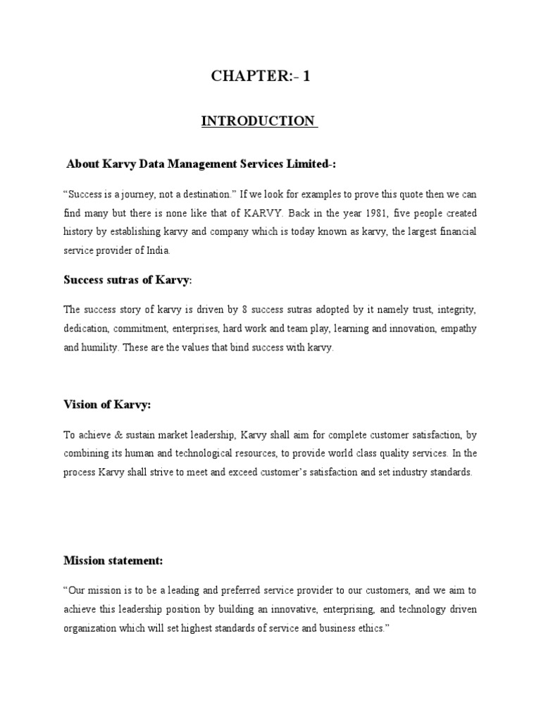 Chapter 1 About Karvy Data Management Services Limited PDF