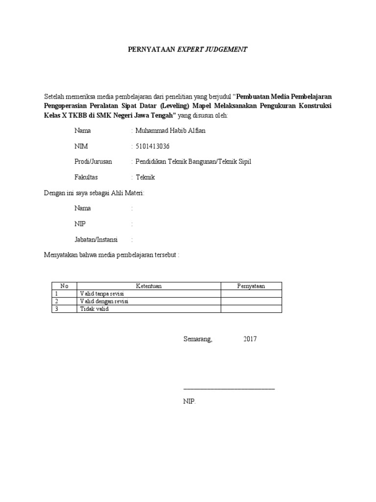 Pernyataan Expert Judgement | PDF
