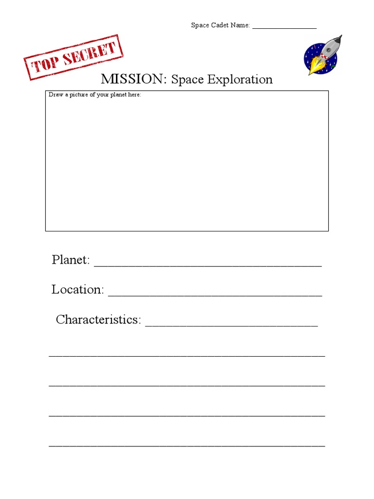 Kids' Space Exploration Worksheet | PDF