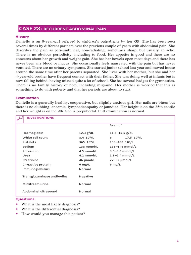 CASE 28 Recurrent Abdominal Pain | PDF | Coeliac Disease | Health Sciences