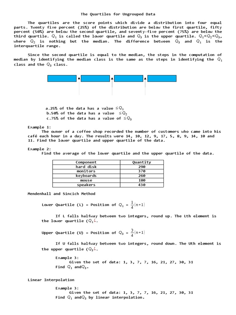 Q Q Q Q Q Q Q Q: The Quartiles For Ungrouped Data | PDF | Quartile ...