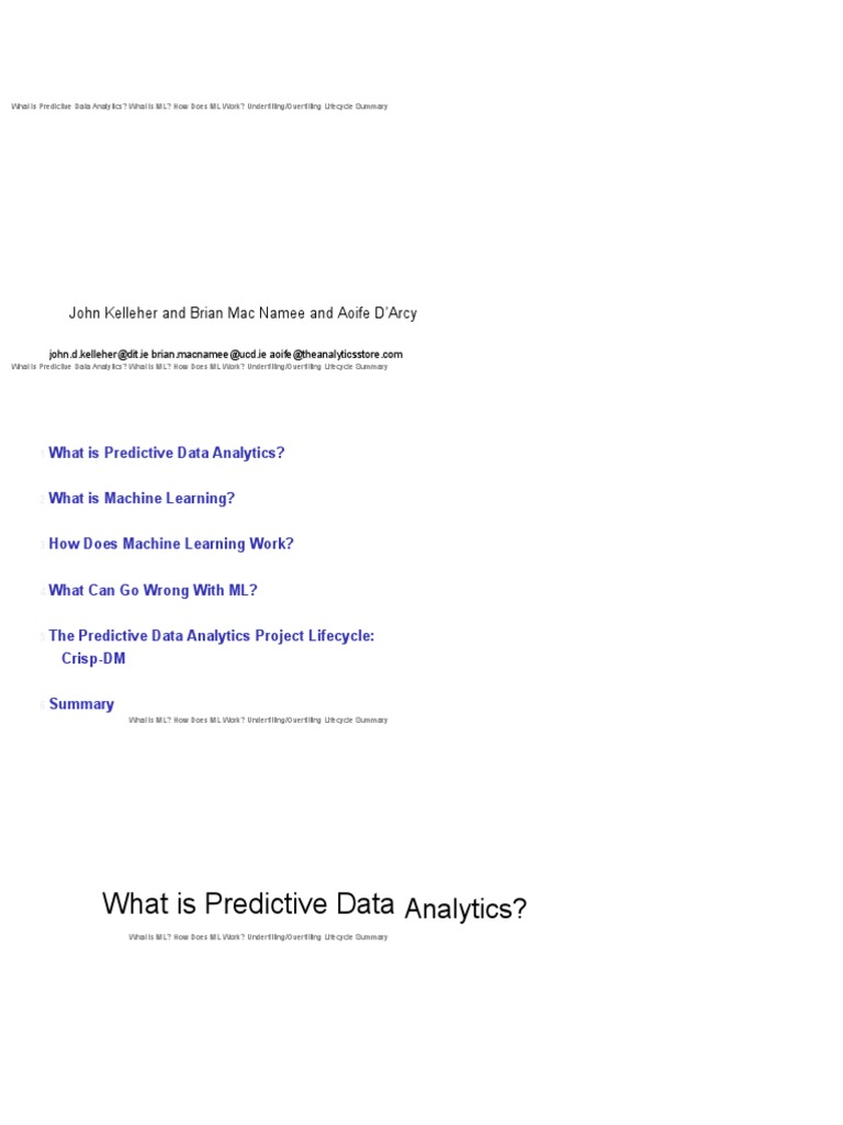 What Is Predictive Data: Fundamentals of Machine Learning For ...