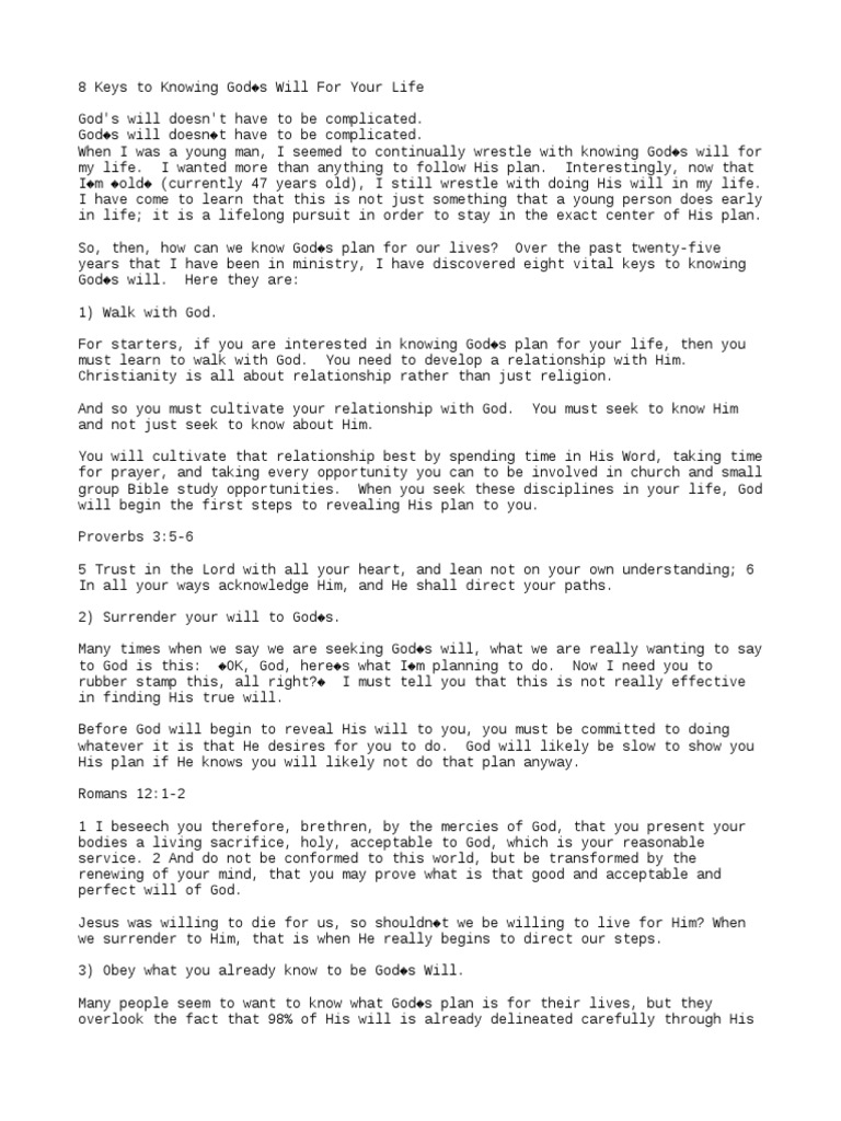 8 Keys to Knowing God's Will | PDF | Prayer | Paul The Apostle