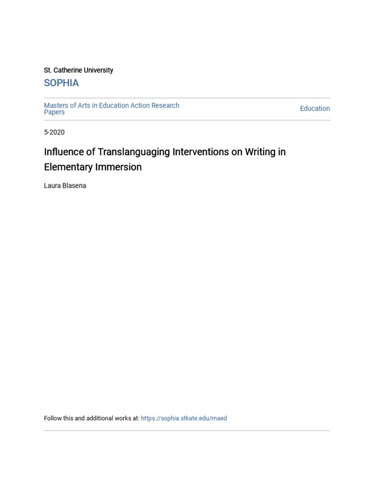 Influence of Translanguaging Interventions On Writing in Elementa | PDF ...