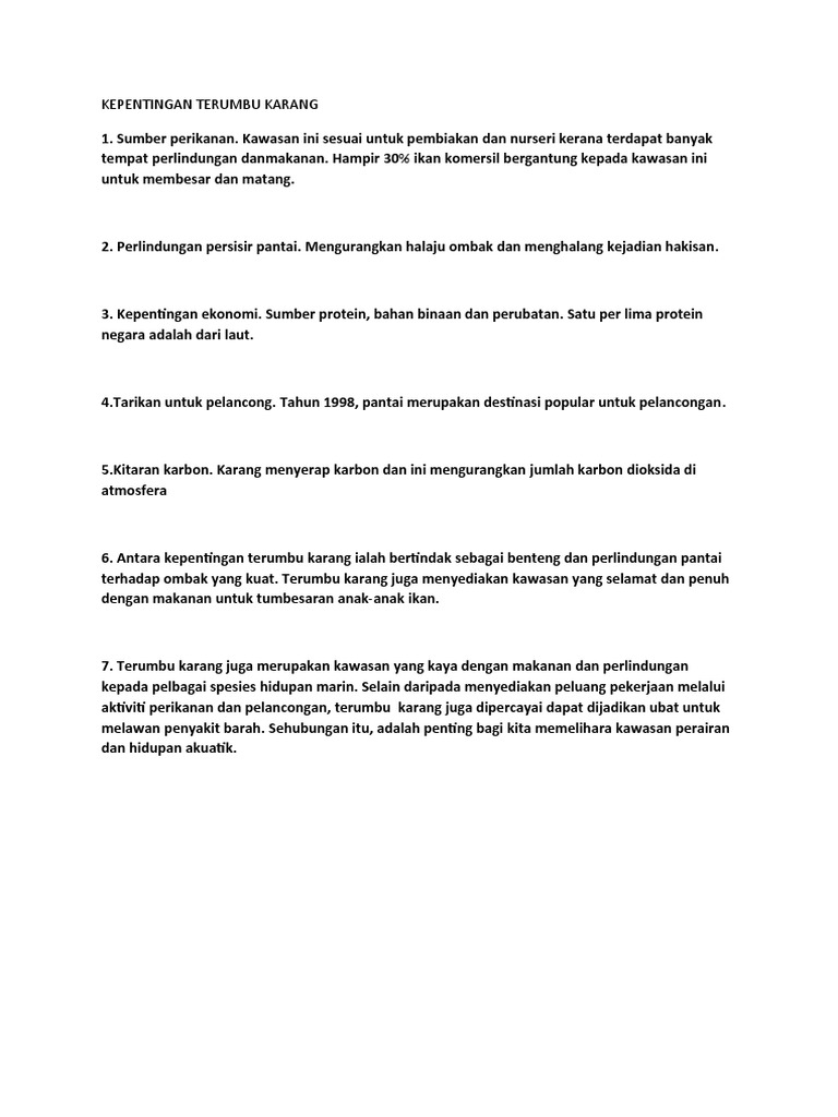Kepentingan Terumbu Karang Pdf