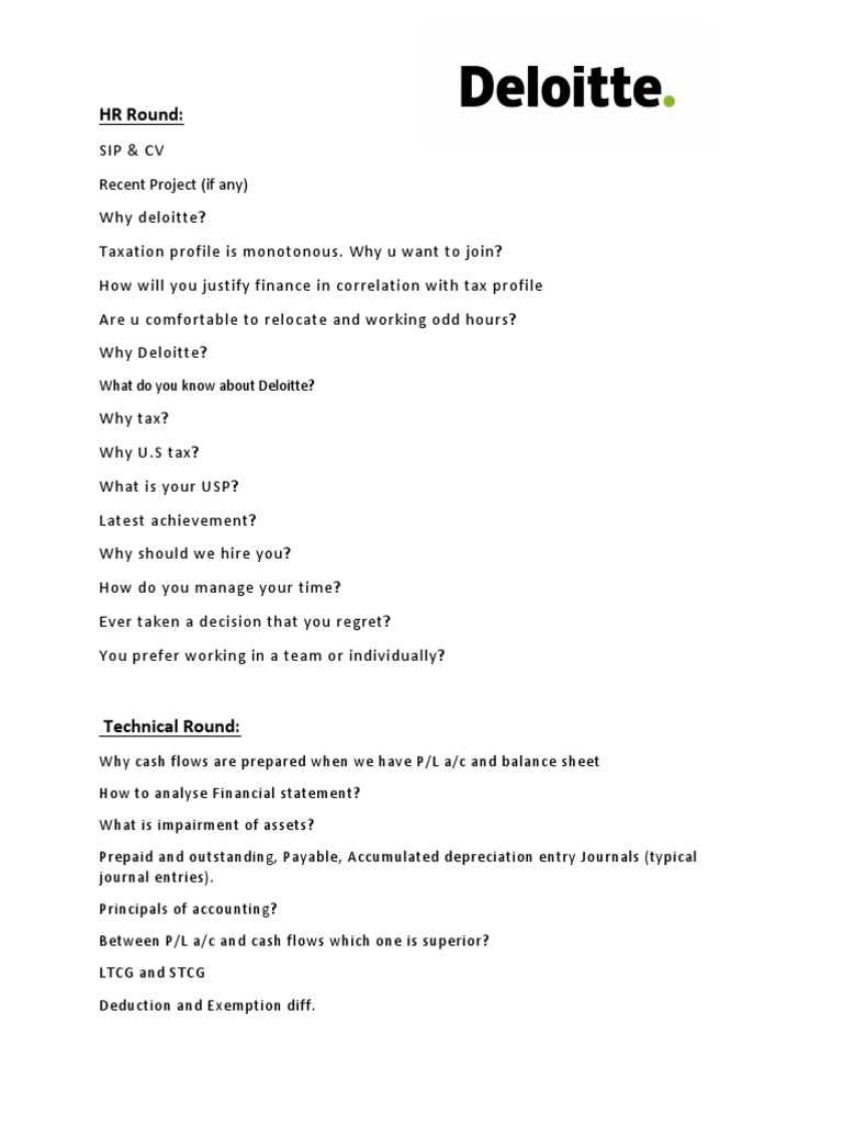 Deloitte Interview Questions Pdf