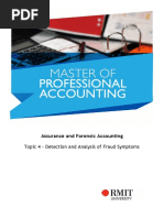 Assurance and Forensic Accounting: Topic 4 - Detection and Analysis of Fraud Symptoms