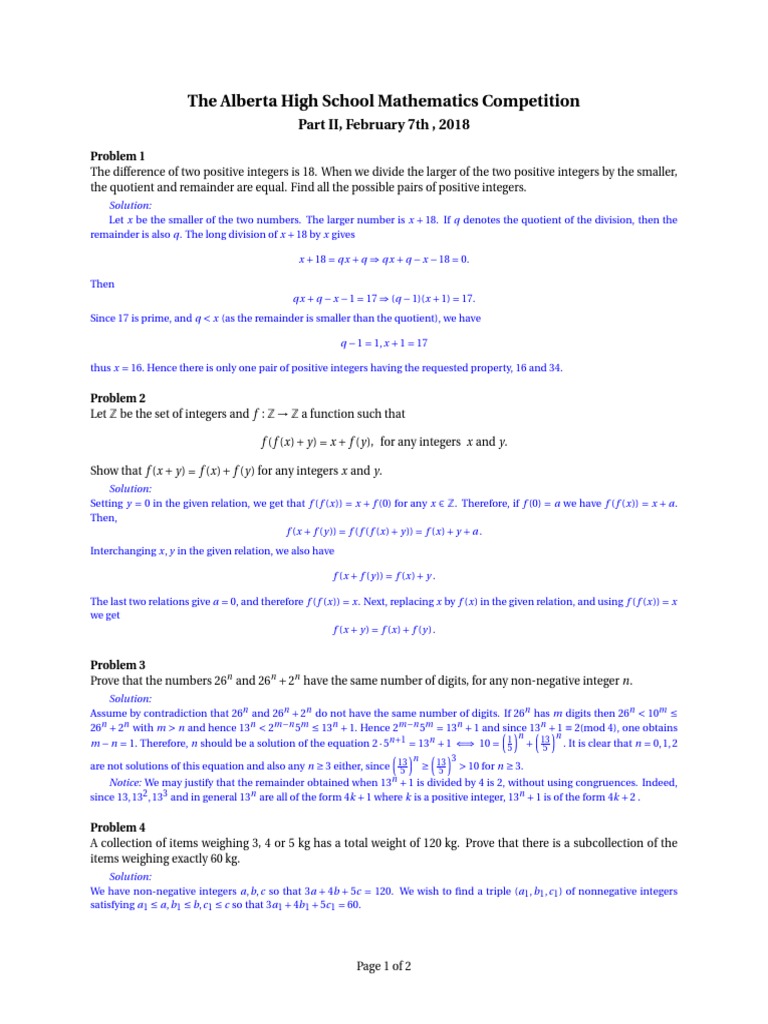2017-2018-Part Ii | PDF | Integer | Number Theory