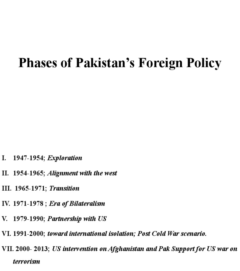 Phases Of Pakistan S Foreign Policy Pdf