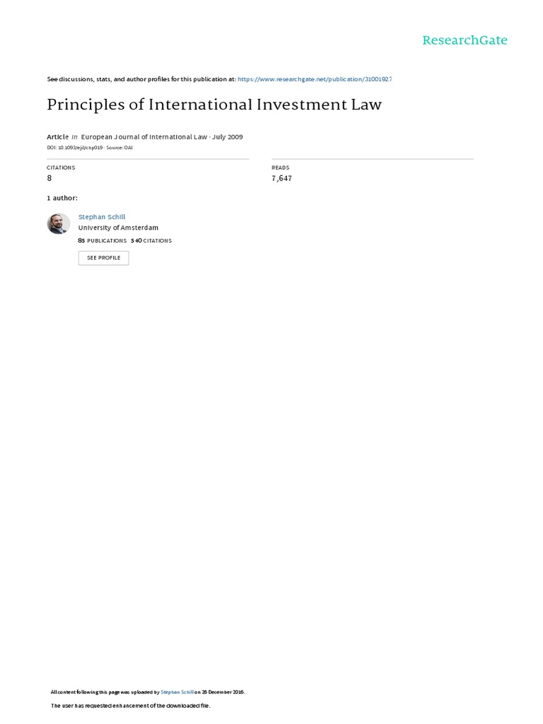 Principles of International Investment Law | PDF | Treaty | Ethical ...