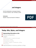 Bits, Bytes, and Integers: 15-213: Introduction To Computer Systems 2 and 3 Lectures, Sep. 3 and Sep. 8, 2015