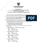 Pengumuman Tes Administrasi CPNS DPD 2010