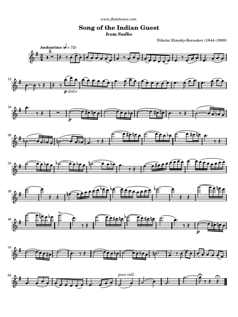 Rimsky Korsakov Sadko Song of The Indian Guest PDF PDF