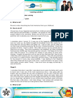 Learning Activity 4 Evidence: Consolidation Activity Stage 1: The Wonder Years A. What To Do?