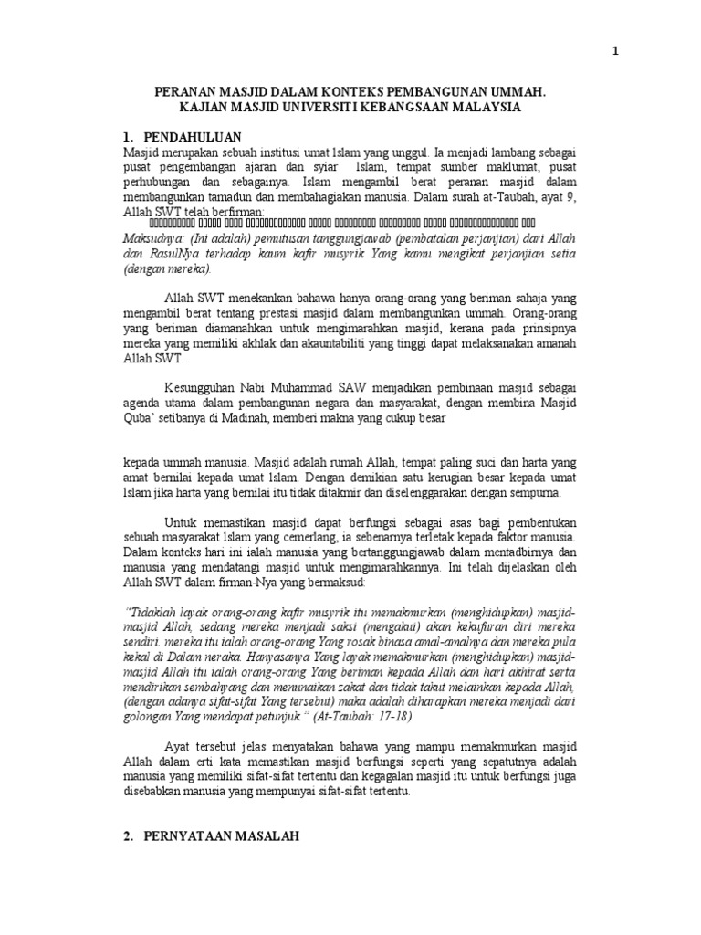 Peranan Masjid Dalam Konteks Pembangunan Ummahprint Pdf