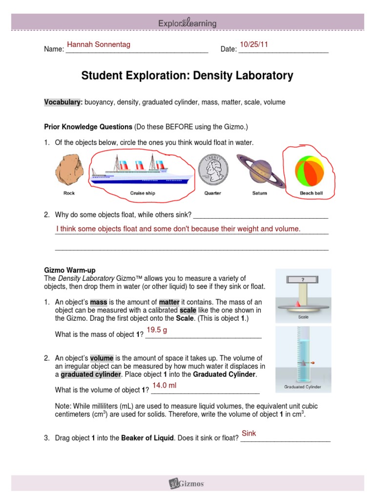 Density Lab Formmmmm PDF | PDF | Buoyancy | Density