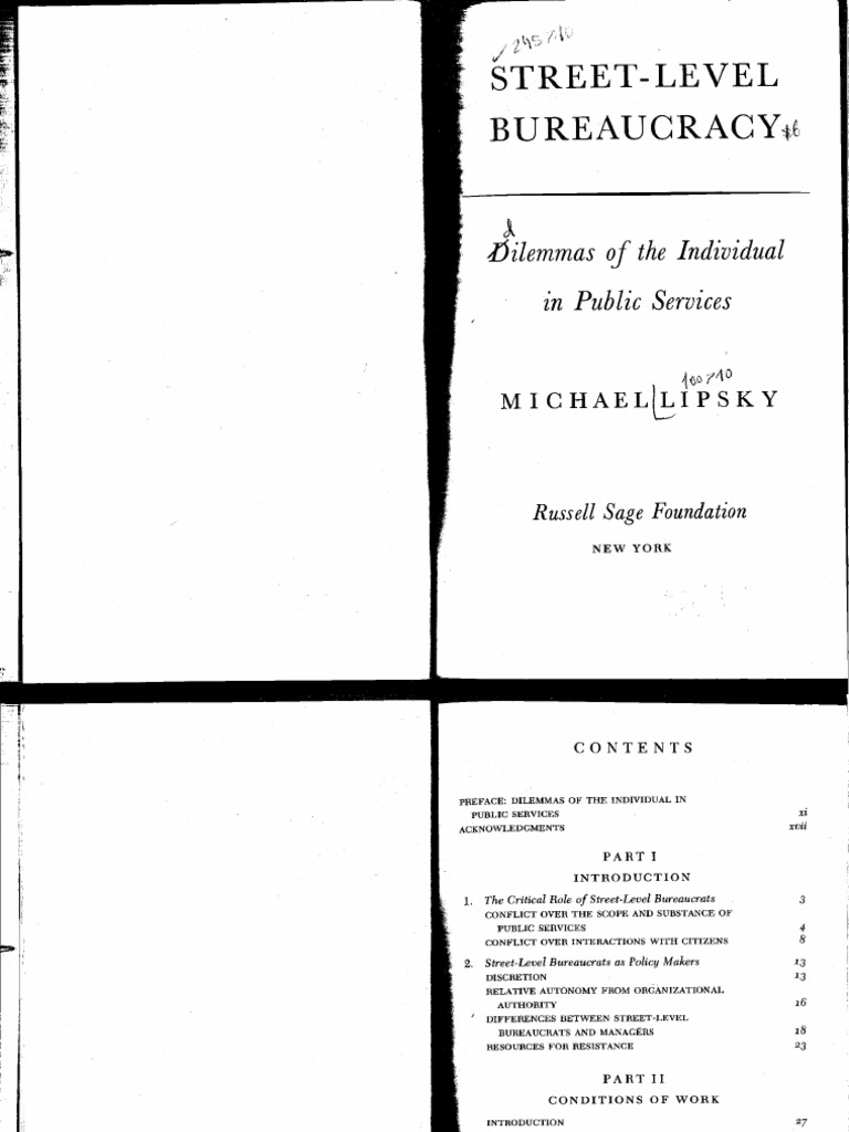 LipskyStreetlevel Bureaucracy PDF PDF