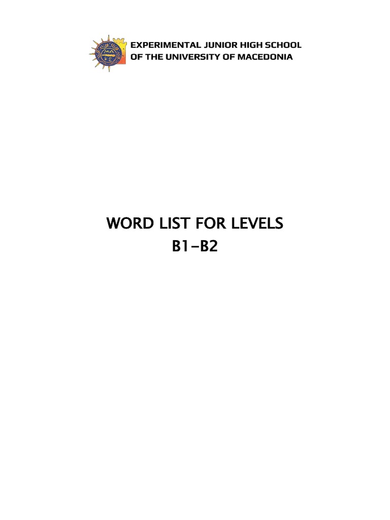 Word List For Levels B1-B2, PDF, Adverb