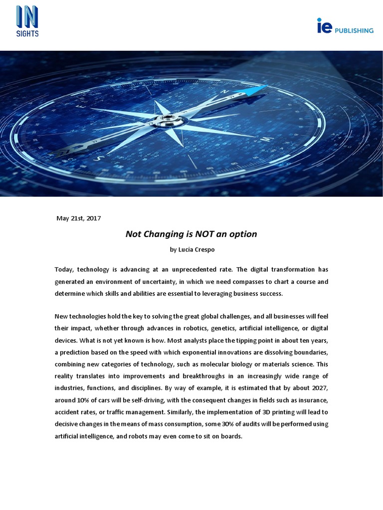 Not Changing Is NOT An Option | PDF | Emerging Technologies ...