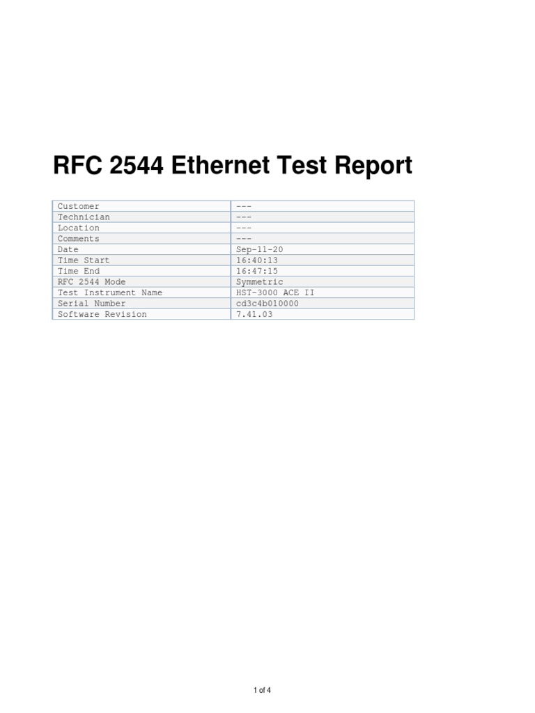 RFC 2544 Ethernet Test Results | PDF | Data Transmission | Computer ...