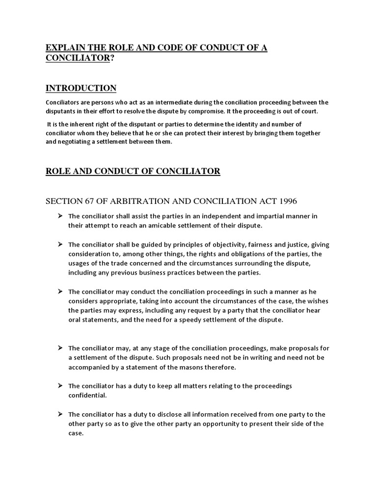 Role and Duties of Conciliators in ADR | PDF | Settlement (Litigation ...