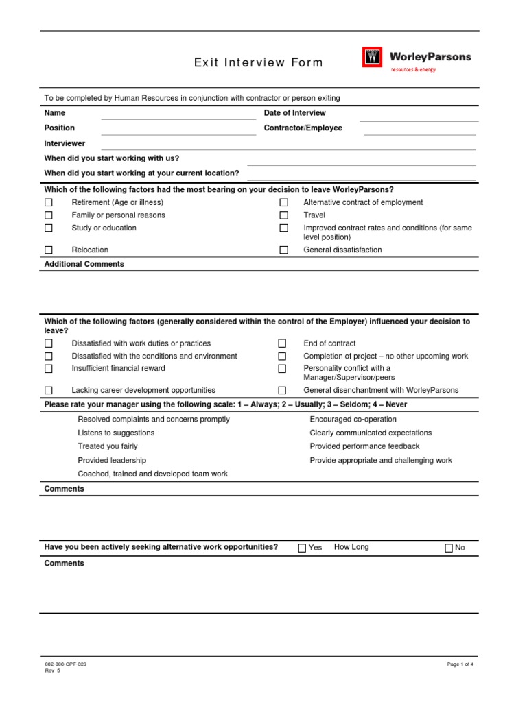 Exit Interview Form | PDF | Employment | Economies