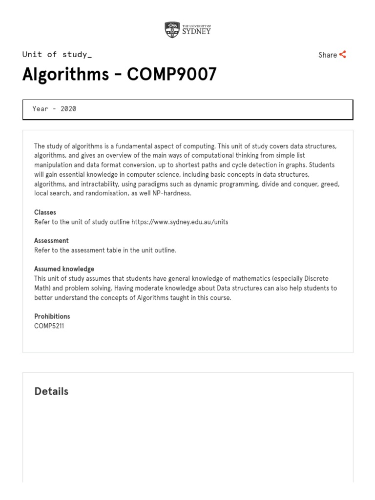 Postgrad Algorithms Course 2020 | PDF | Algorithms | Computer Science