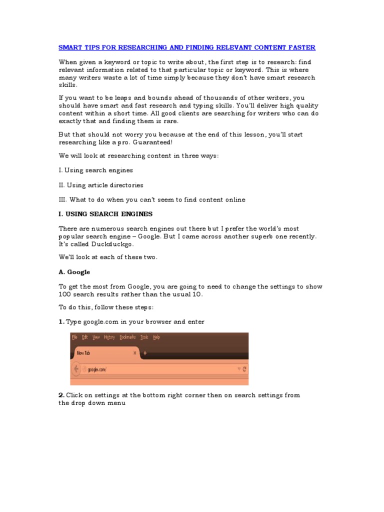 Smart Research Tips for Writers | PDF | Web Search Engine | Internet ...