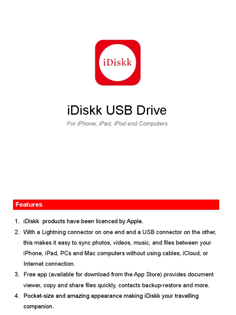 iDiskk USB Drive User Guide | PDF | Consumer Electronics | Computer ...