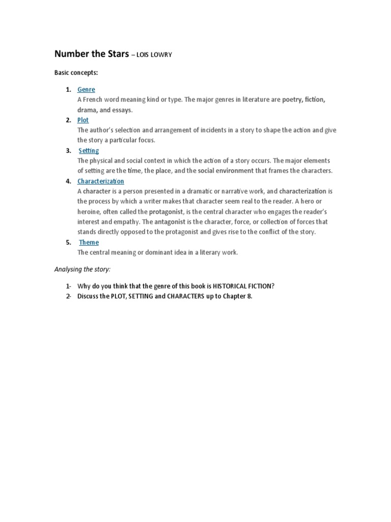 Number The Stars - WORKSHEET | PDF